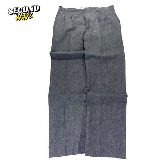 GRAY LINEN BLEND WIDE LEG PANTS (34")