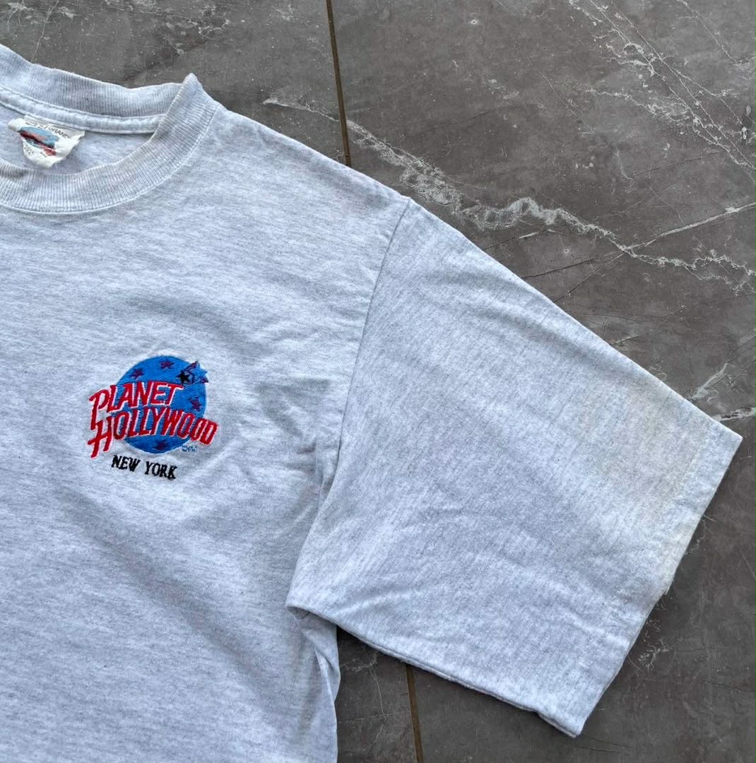 GREY VINTAGE PLANET HOLLYWOOD NEW YORK T-SHIRT (M)