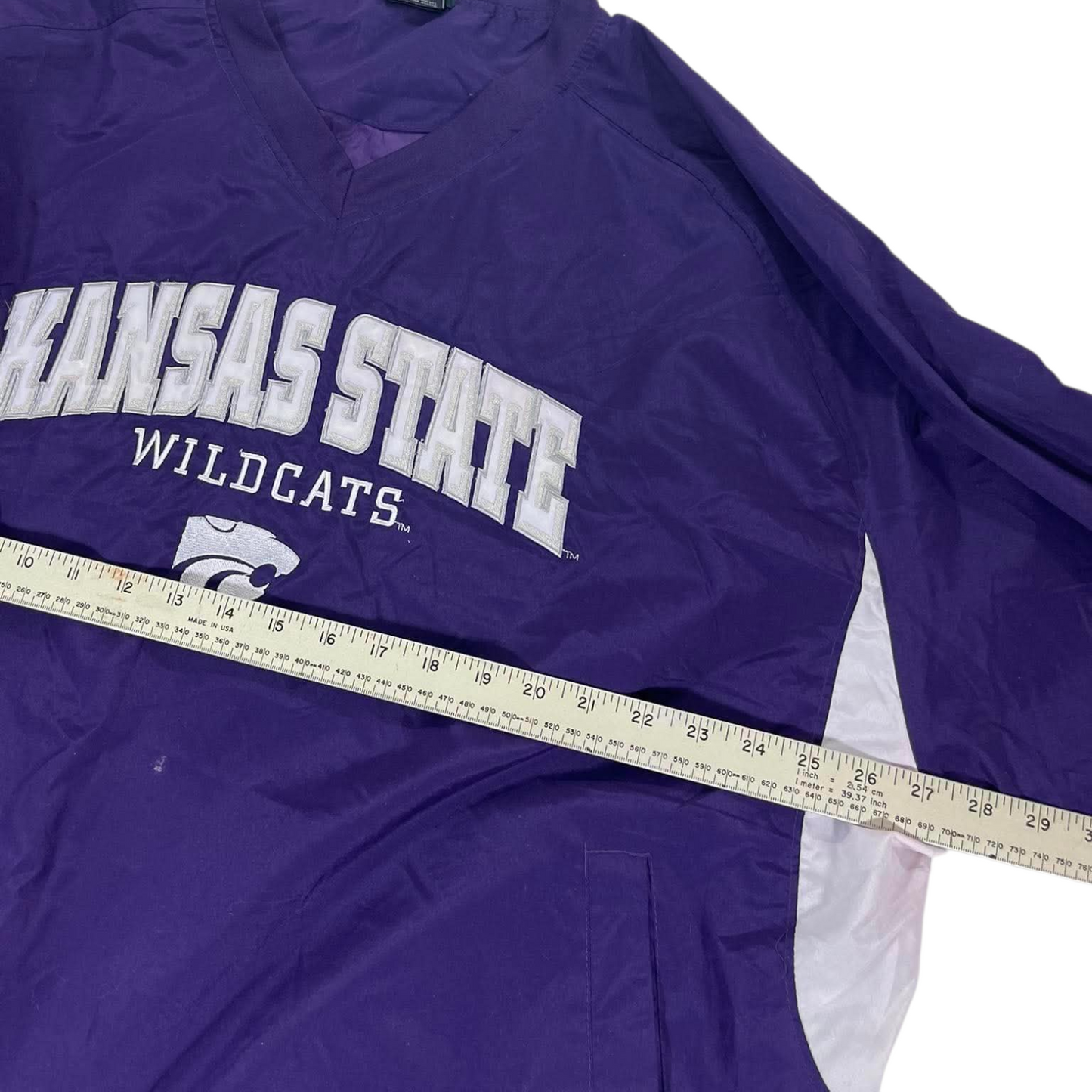 VINTAGE KANSAS STATE WILDCATS PURPLE PULLOVER WINDBREAKER JACKET (L)