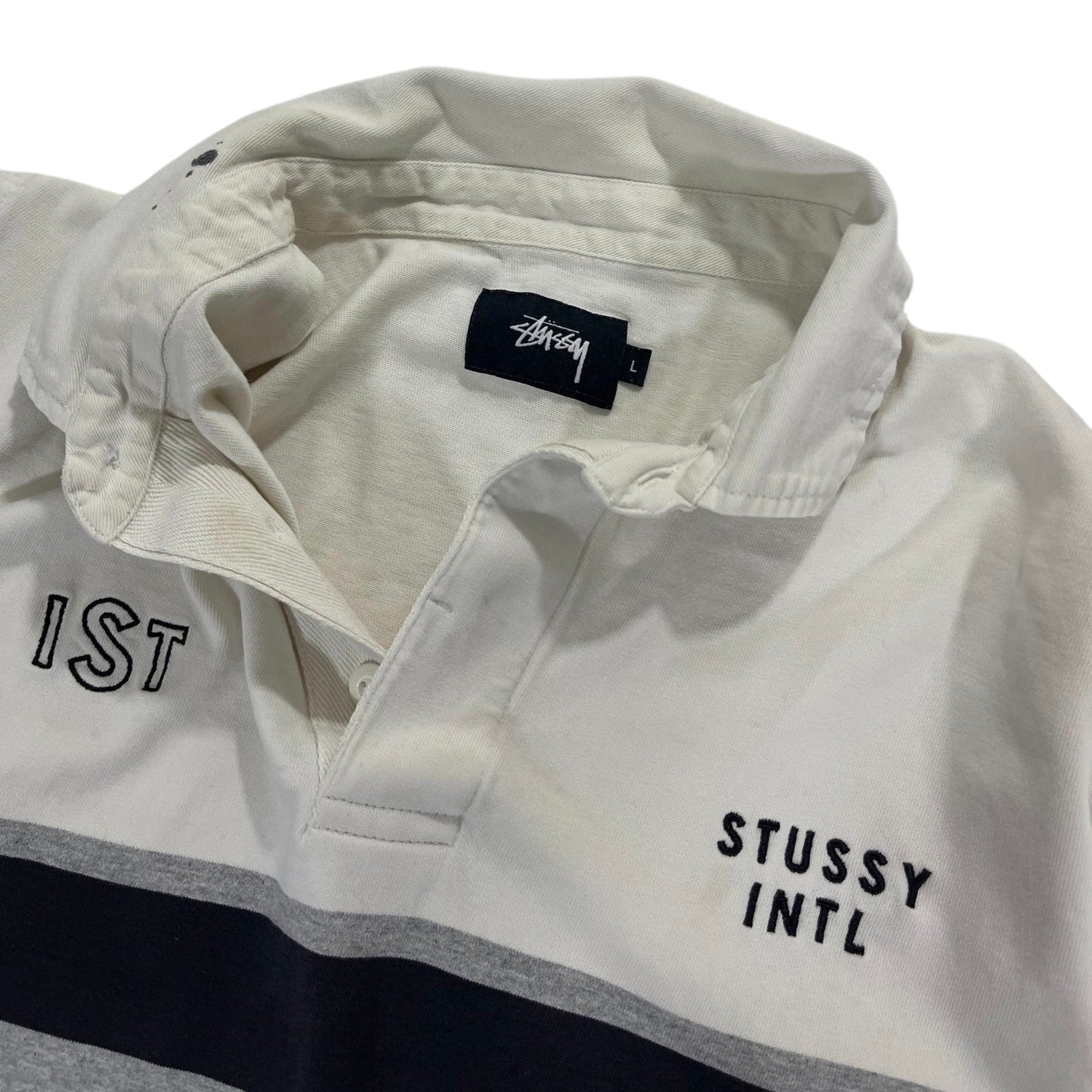 TRASHED STÜSSY RUGBY POLO SHIRT (L)