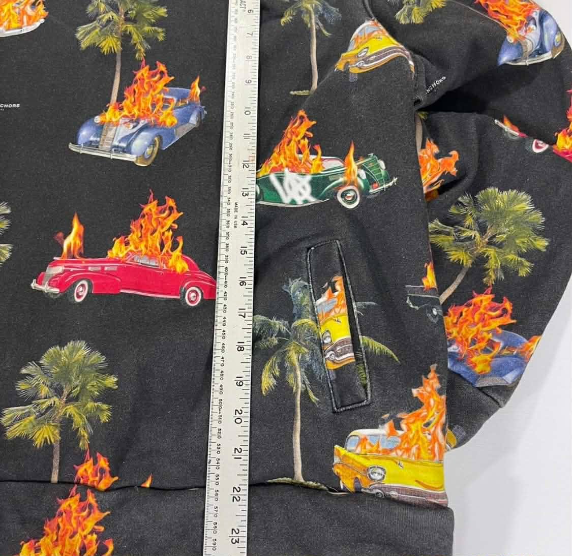 Y2K LIFTED ANCHORS BLACK FLAME CAR HOODIE (L-XXL)