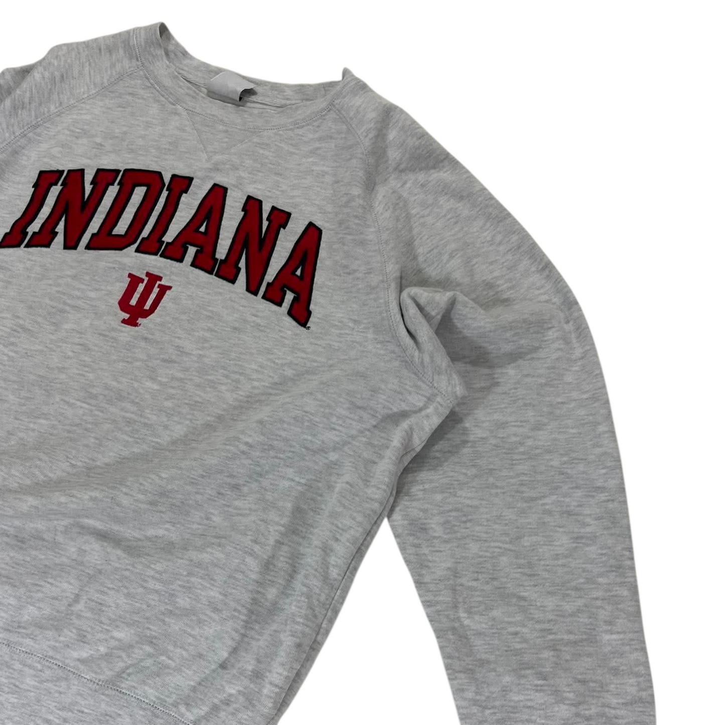 VINTAGE EMBROIDERED INDIANA UNIVERSITY GREY CREWNECK SWEATSHIRT (L)