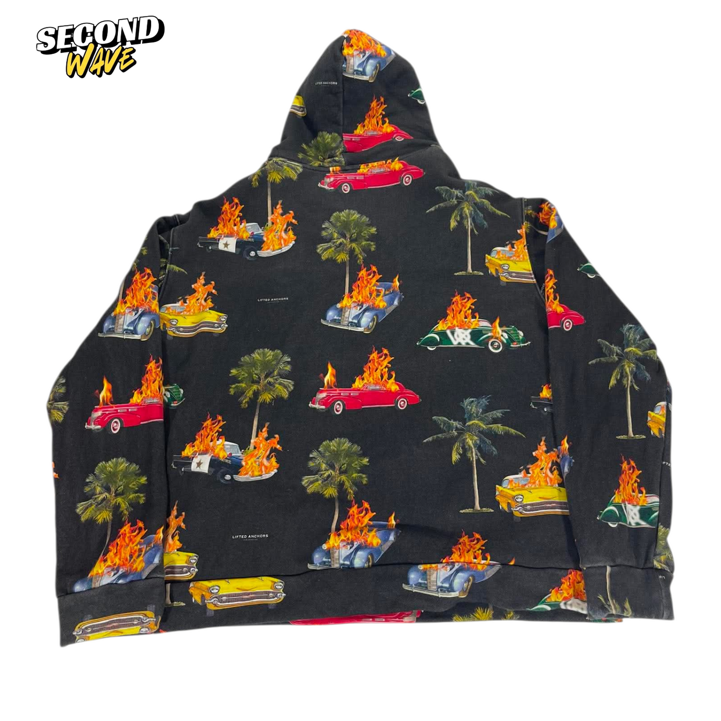 LIFTED ANCHORS BLACK CAR FLAME HOODIE (XL)