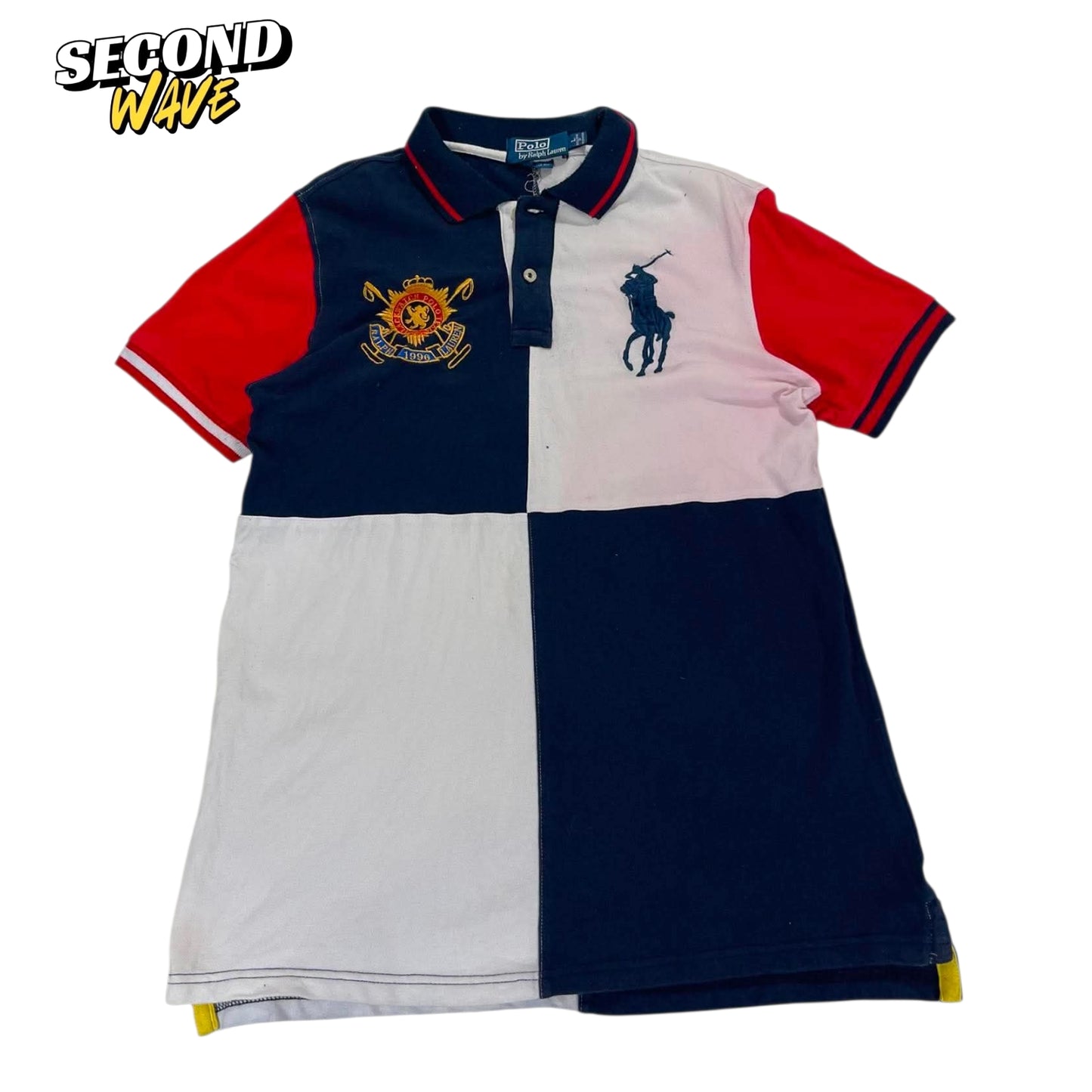 RALPH LAUREN MULTI COLOURED POLO SHIRT (M)