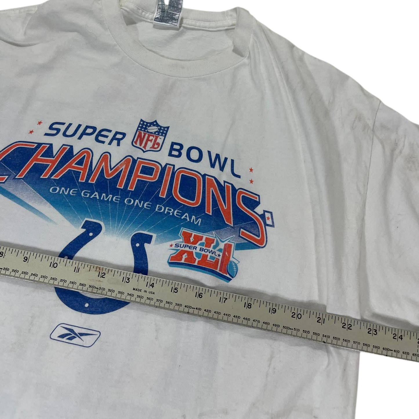2007 INDIANAPOLIS COLTS SUPER BOWL CHAMPIONS WHITE T-SHIRT (L)