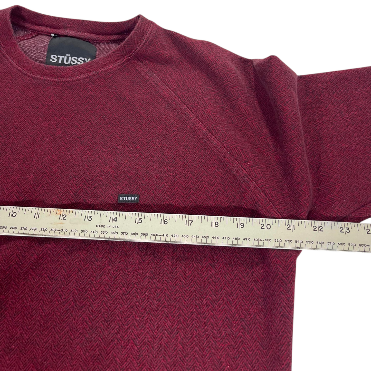 VINTAGE STÜSSY BURGUNDY CREWNECK SWEATER (M)