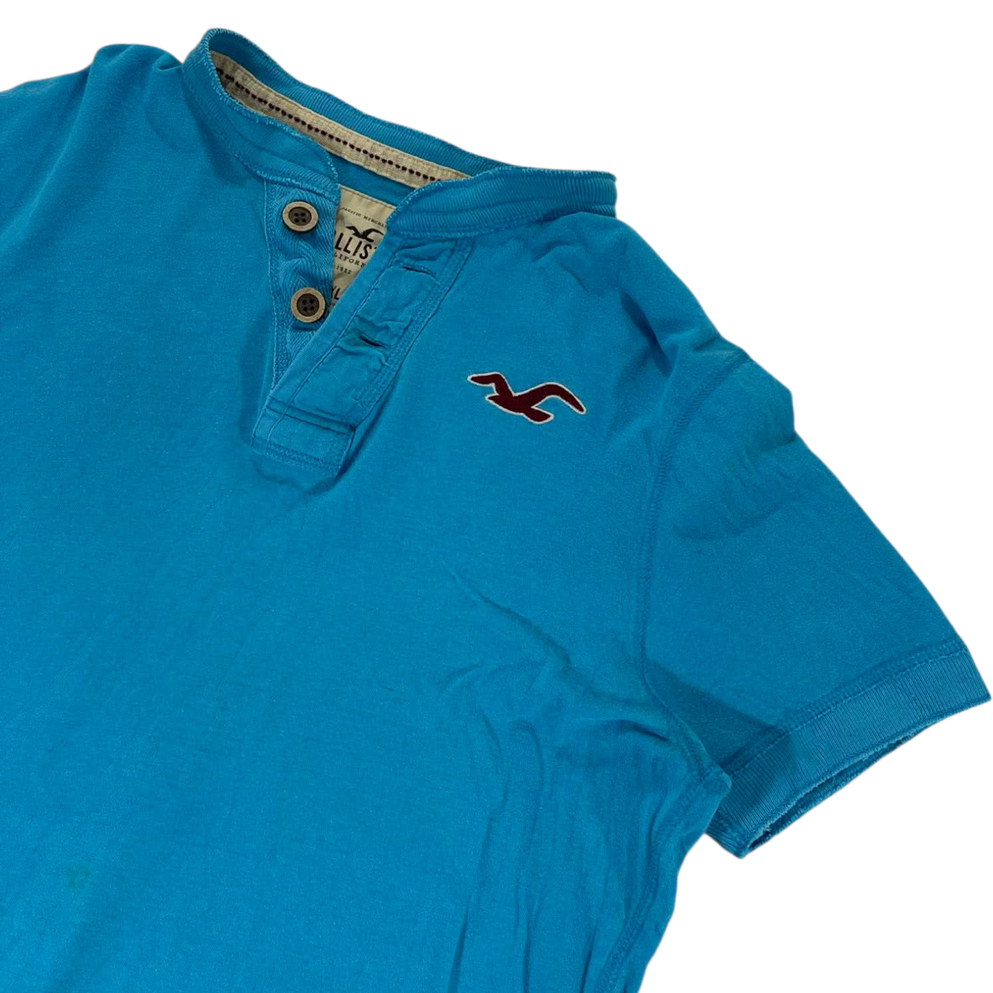 Y2K HOLLISTER BLUE POLO SHIRT (M)