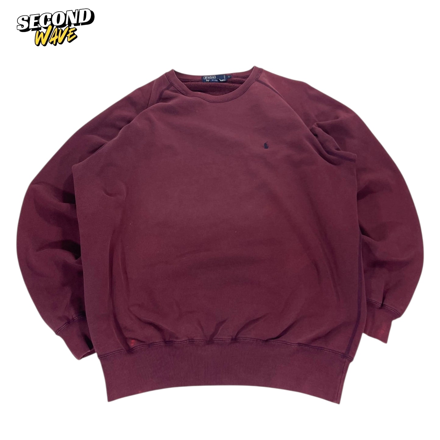 TRASHED POLO RALPH LAUREN BURGUNDY CREWNECK (L)
