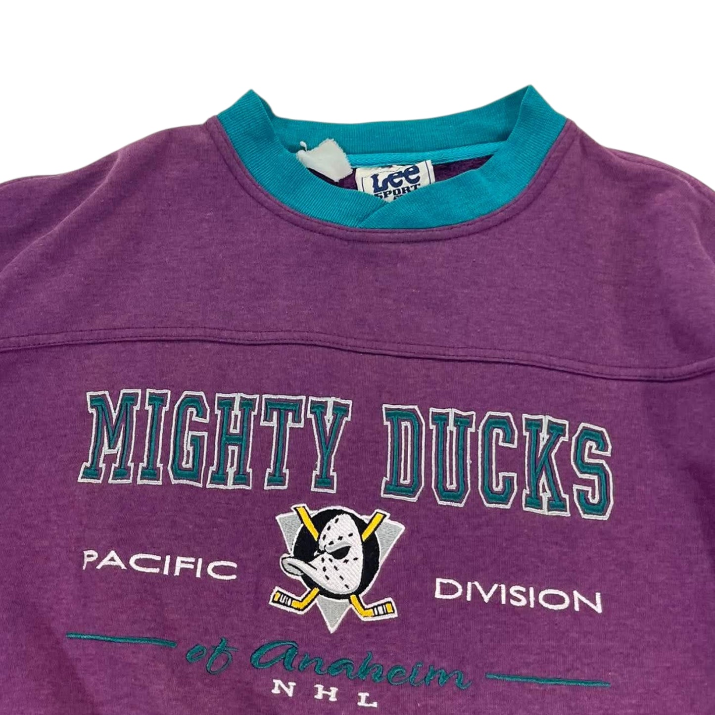 VINTAGE LEE SPORT MIGHTY DUCKS PURPLE CREWNECK SWEATSHIRT (XL)