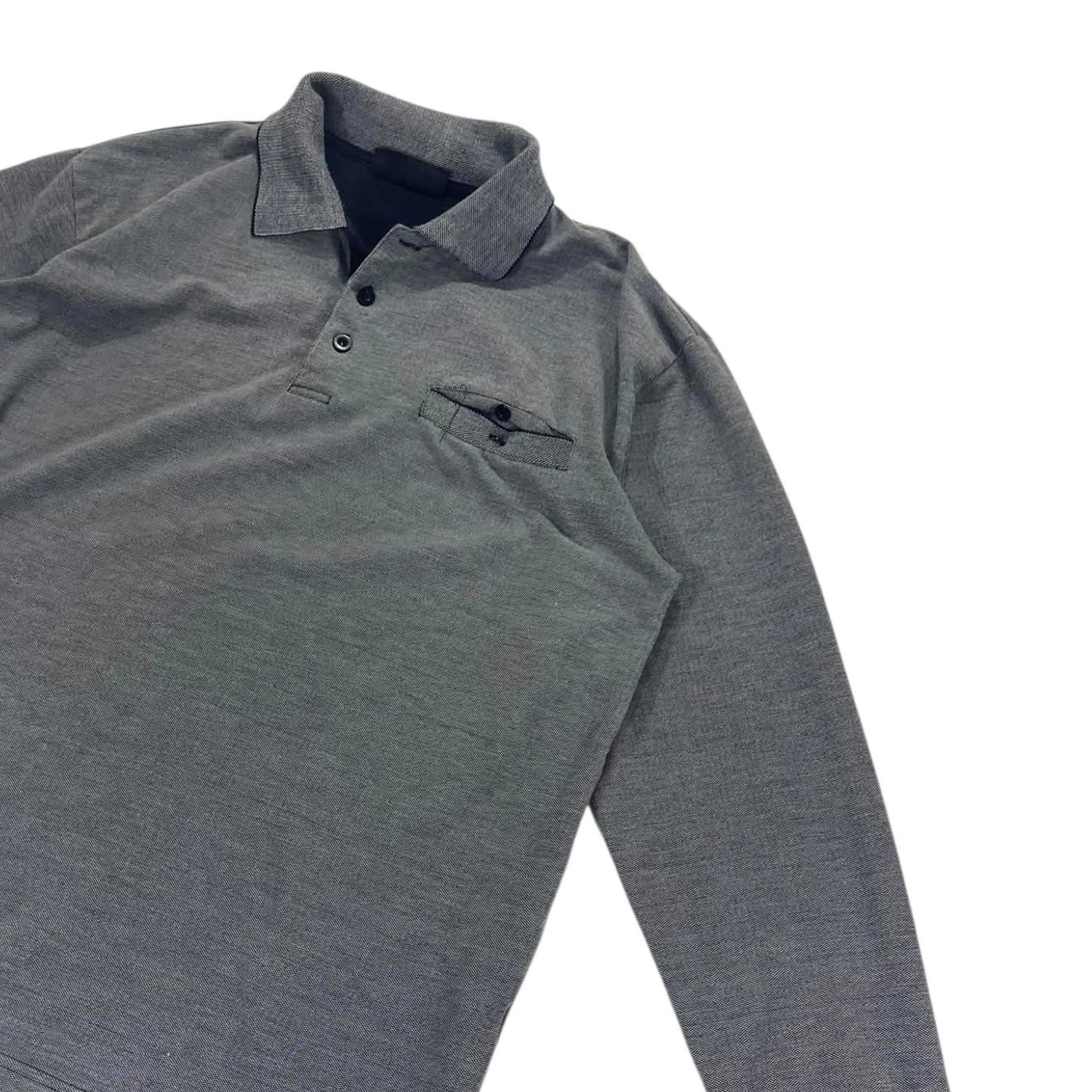 VINTAGE CHISEL GREY LONG SLEEVE POLO (L)