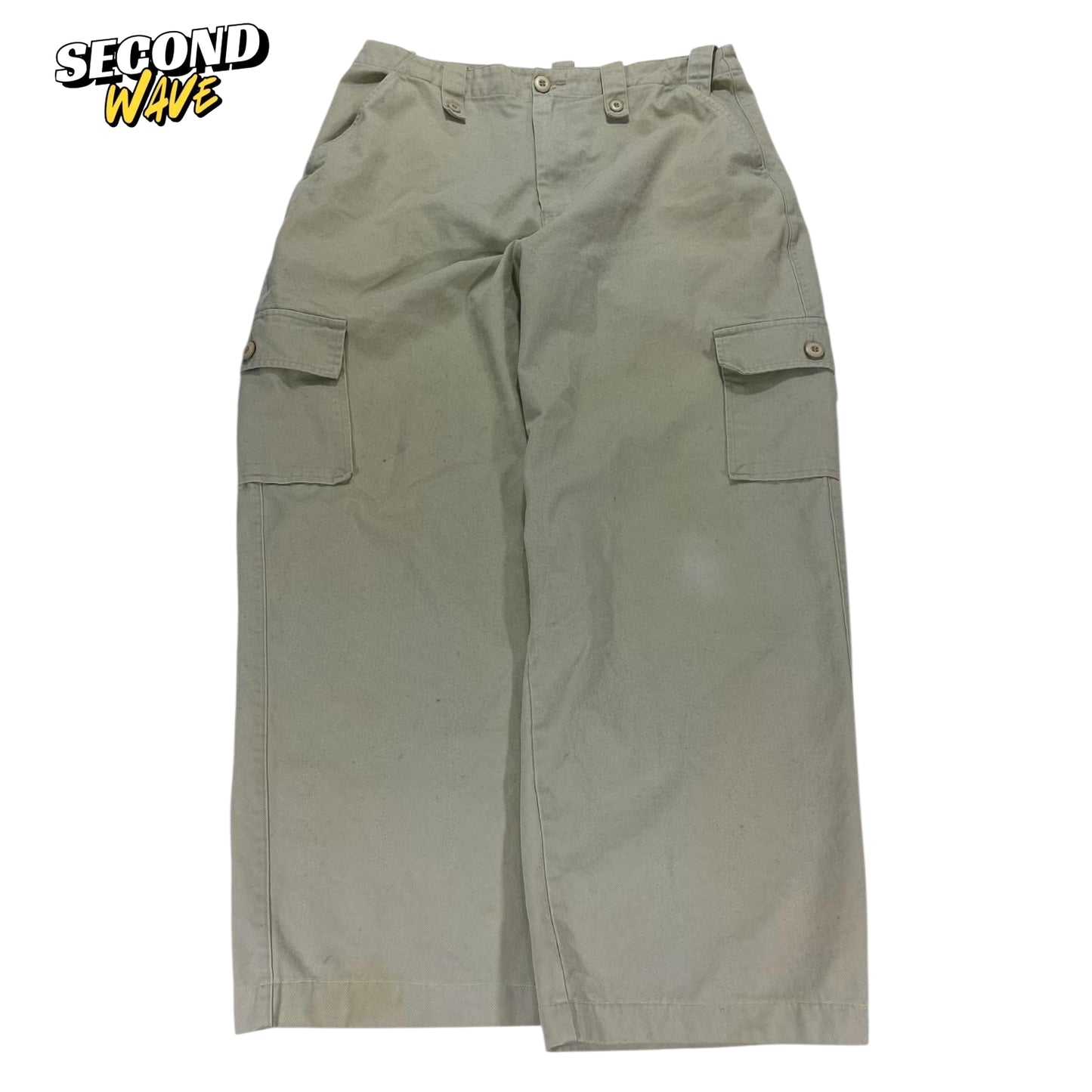 THE BLUE DENIM CO. KHAKI CARGO WIDE LEG PANTS (34)