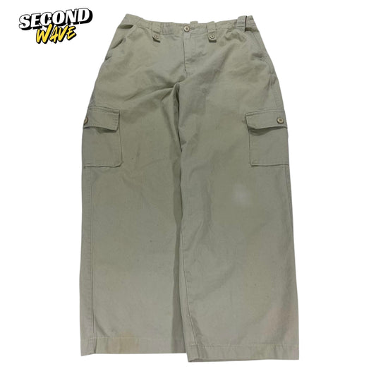 THE BLUE DENIM CO. KHAKI CARGO WIDE LEG PANTS (34)