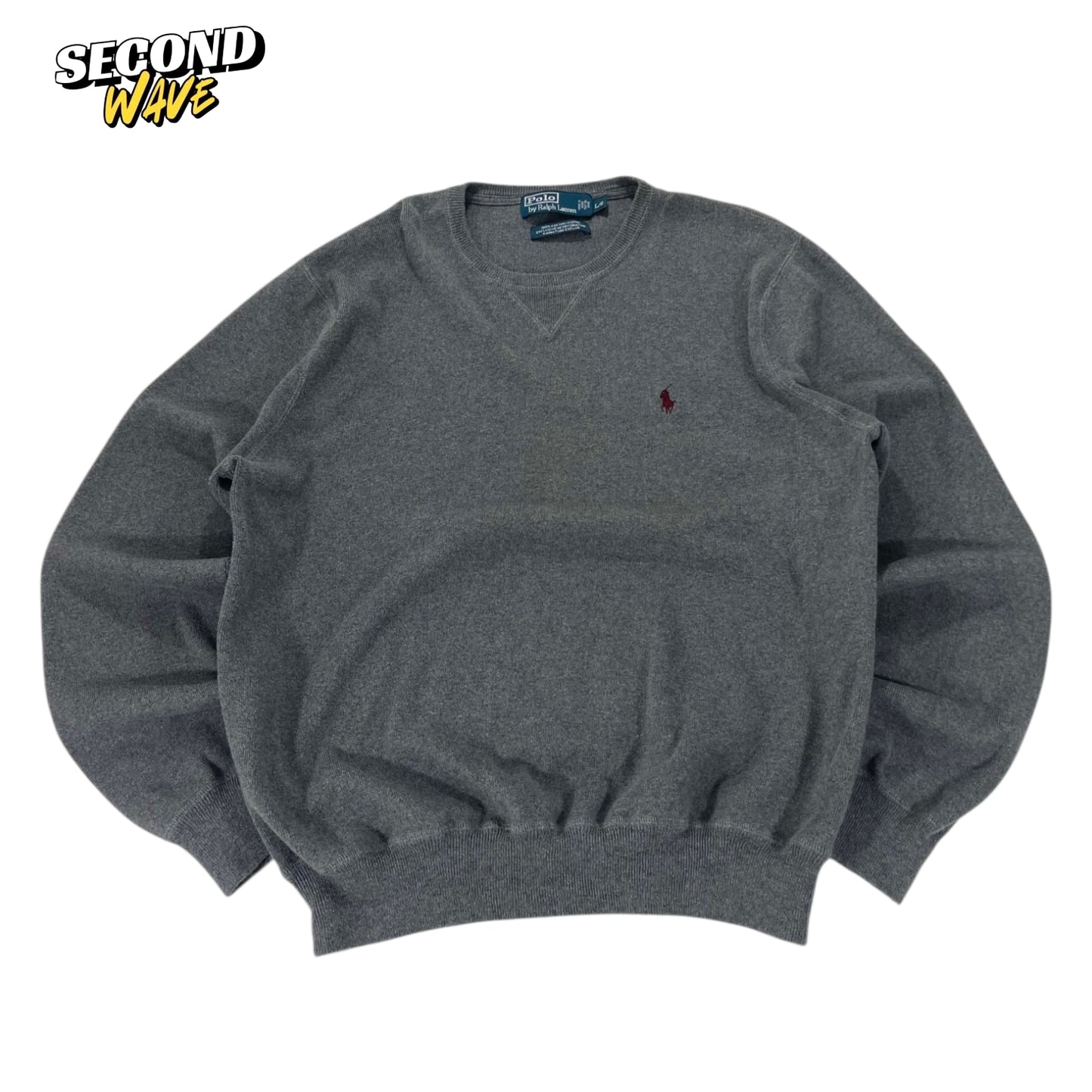 VINTAGE 100% COTTON POLO RALPH LAUREN GRAY CREWNECK (L)