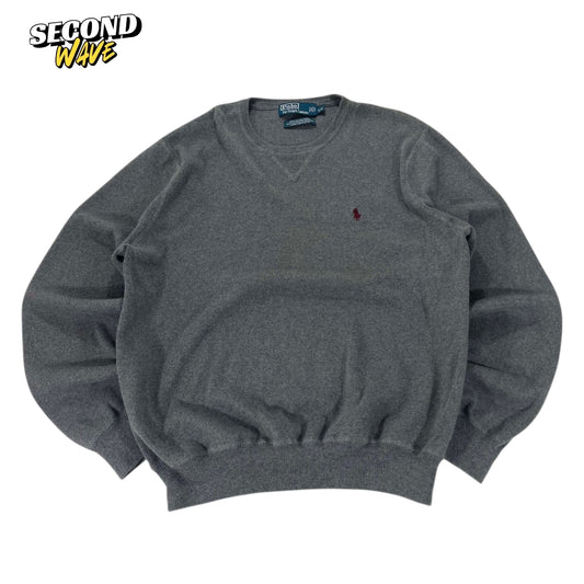 VINTAGE 100% COTTON POLO RALPH LAUREN GRAY CREWNECK (L)