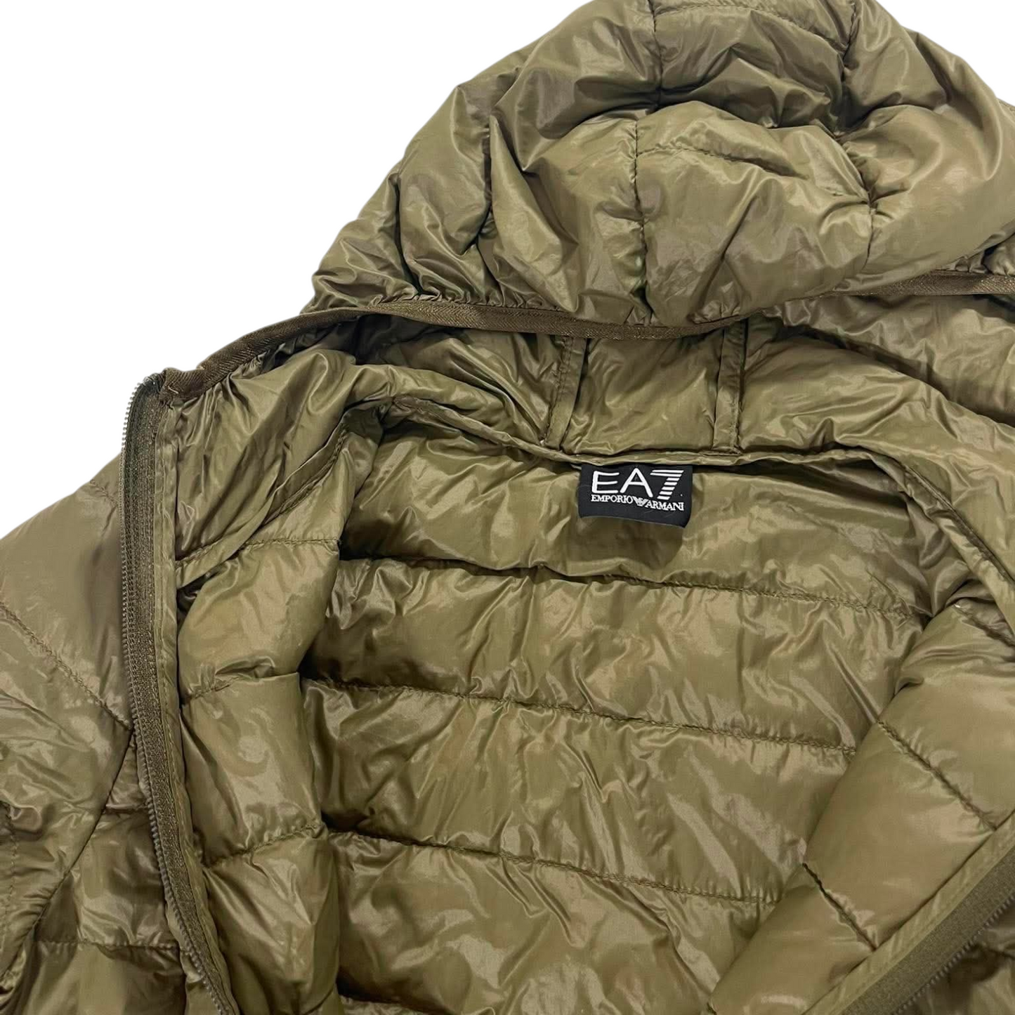 EA7 OLIVE GREEN PUFFER JACKET (M)