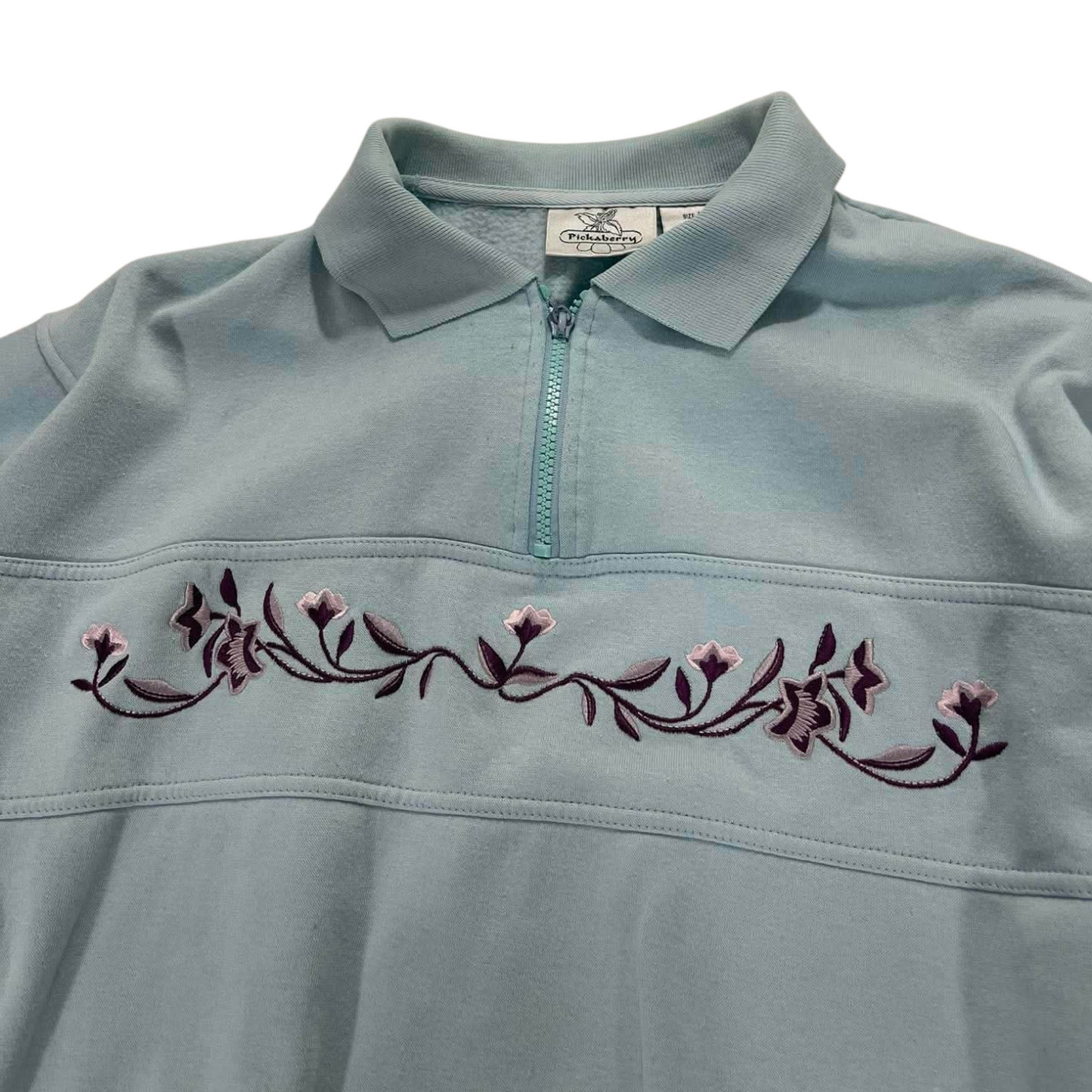 EMBROIDERED PICKABERRY BLUE QUARTER ZIP (M)