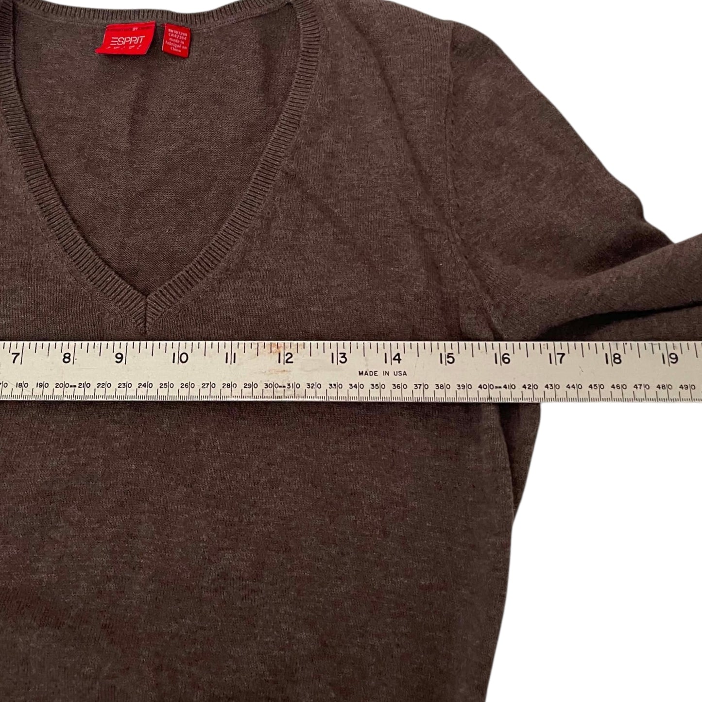 ESPRIT BROWN V-NECK SWEATER (M)