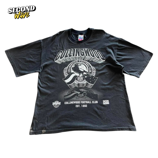 VINTAGE COLLINGWOOD FOOTBALL CLUB BLACK T-SHIRT (XXL)