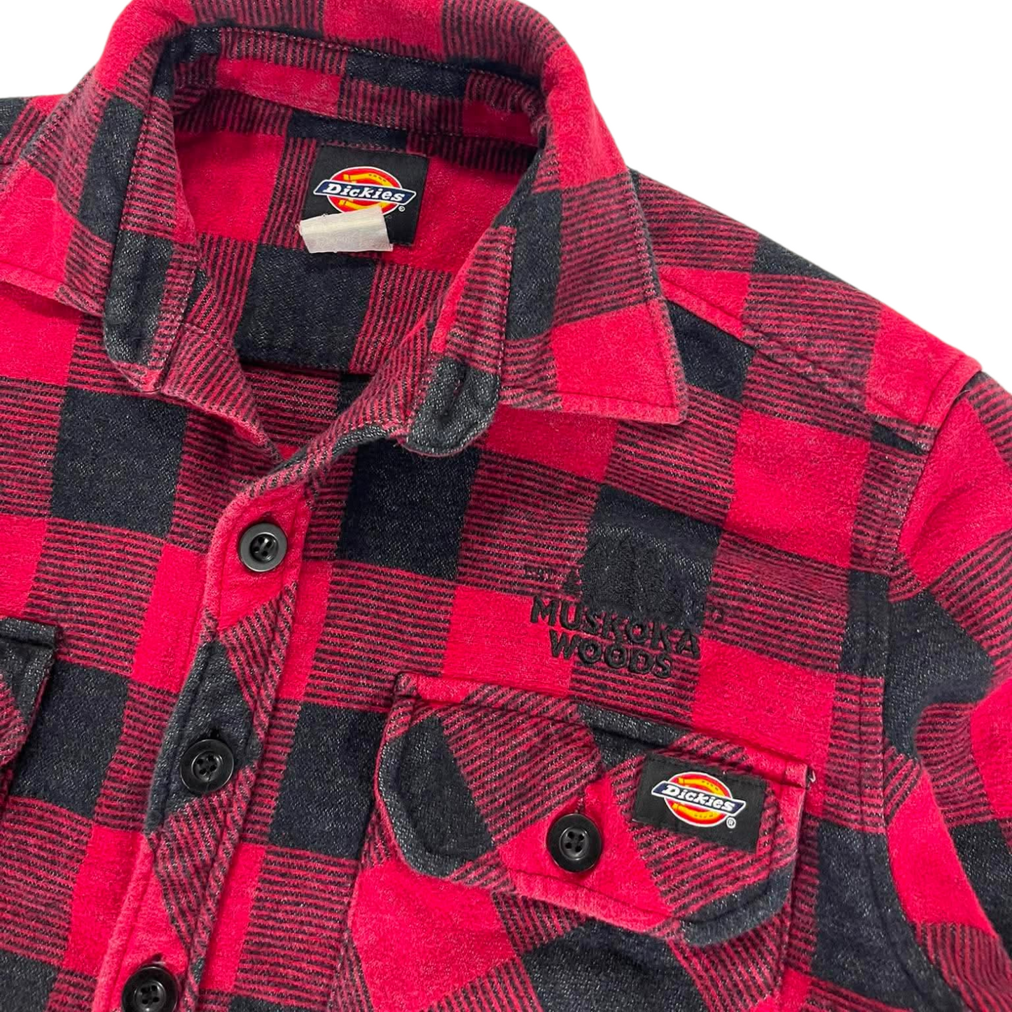 VINTAGE DICKIES RED & BLACK PLAID SHIRT (M-L)