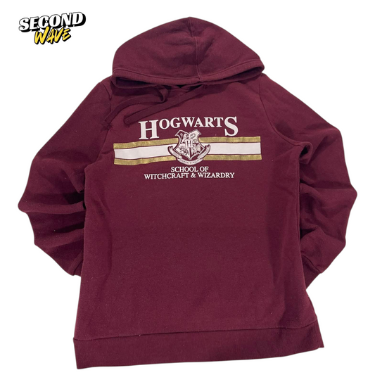 HARRY POTTER BURGUNDY HOGWARTS SCHOOL OF WITCHCRAFT & WIZARDY HOODIE (M)