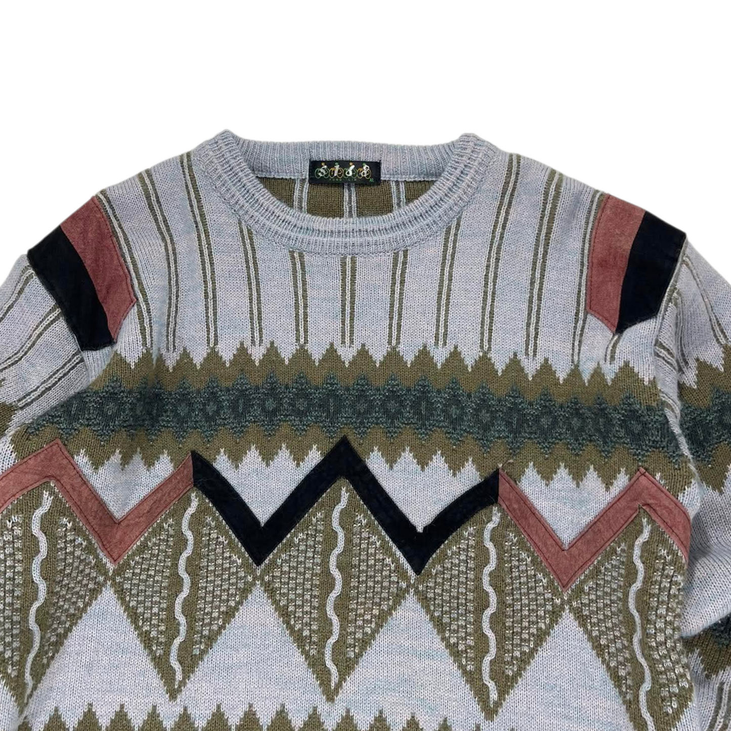 90S MULTICOLOURED PATTERNED SWEATER (L)