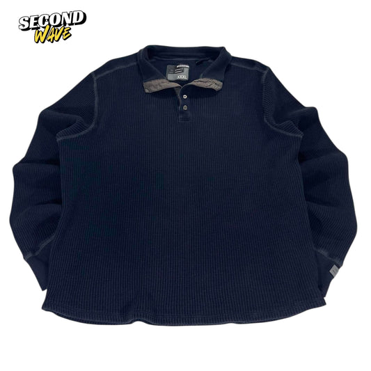 INDUSTRIE NAVY BLUE LONG SLEEVE POLO SHIRT WITH A RELAXED FIT (L)