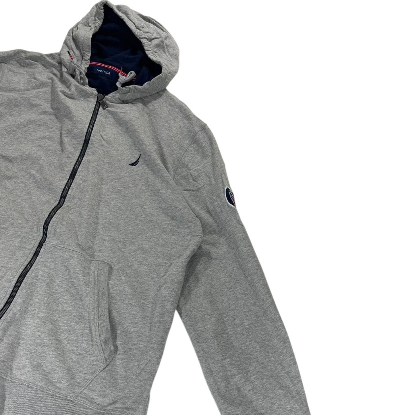 NAUTICA GREY ZIP UP HOODIE (BEST FIT L - XL)