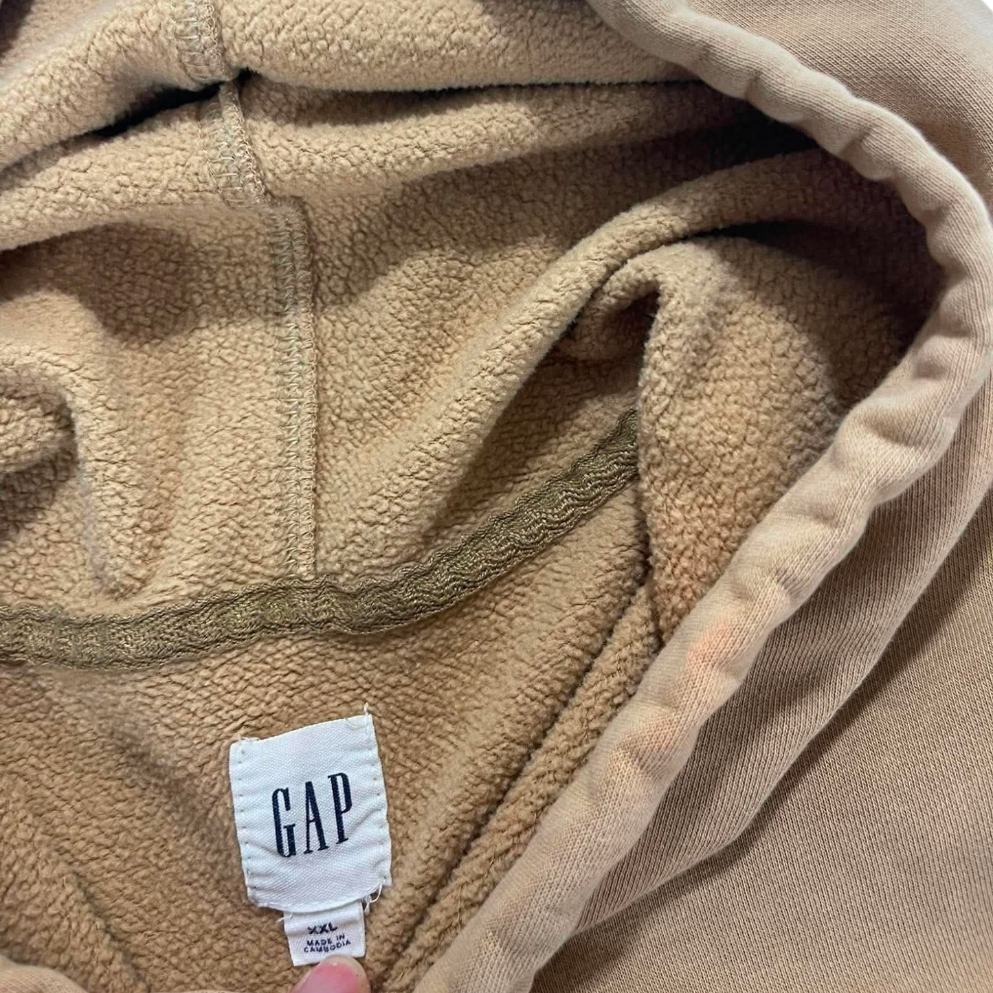 GAP TAN HOODIE WITH NAVY BLUE LOGO (XXL)
