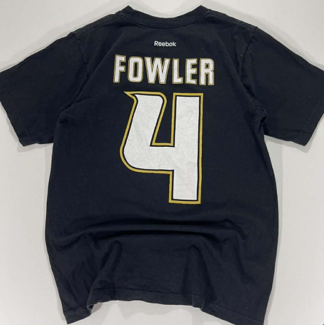 VINTAGE FOWLER REEBOK BLACK ANAHEIM DUCKS NHL HOCKEY TEE (M)
