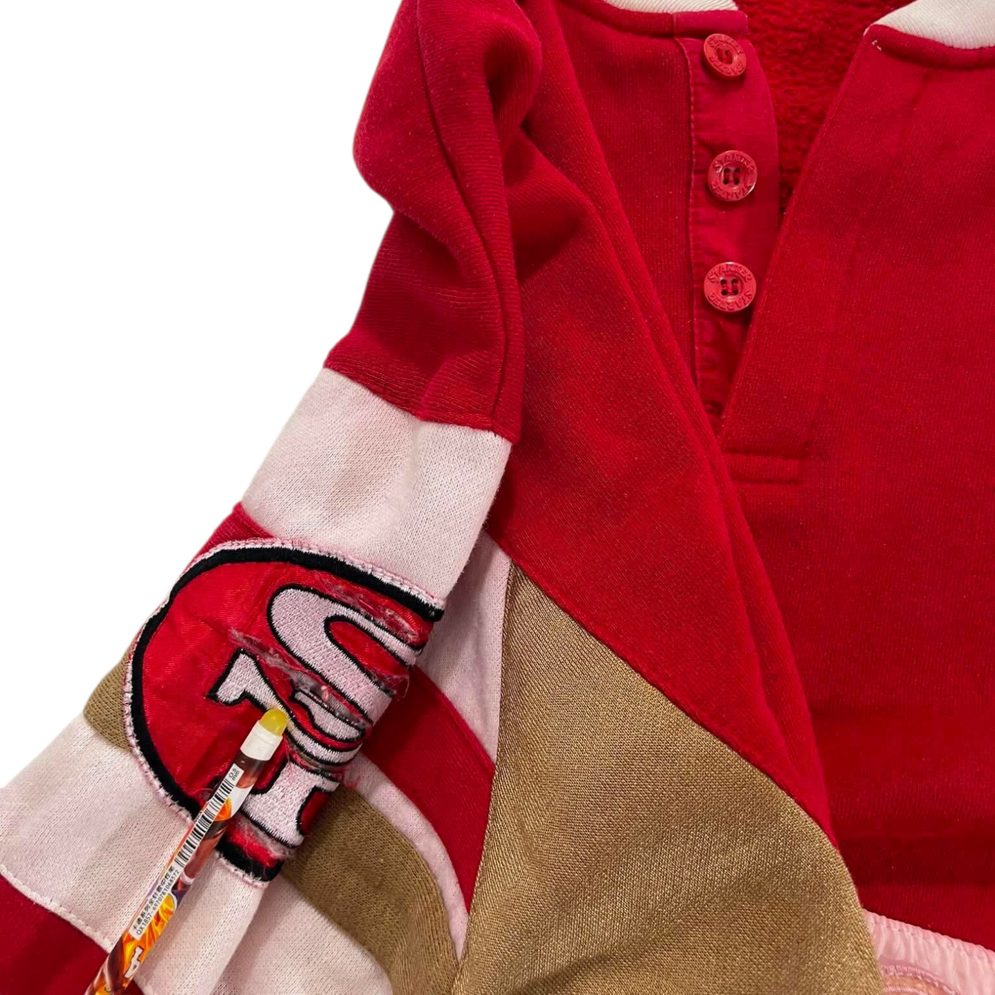VINTAGE TRASHED VIBES STARTER SAN FRANCISCO 49ERS RED CREWNECK SWEATSHIRT (M)