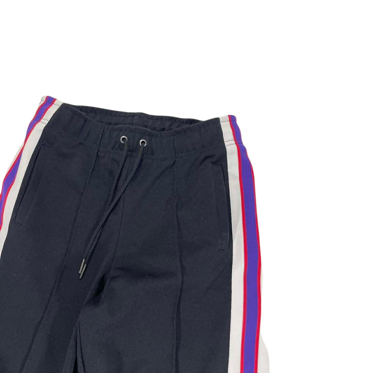 ARMANI EXCHANGE NAVY TRACK PANTS WITH PINK AND PURPLE STRIPES (M)