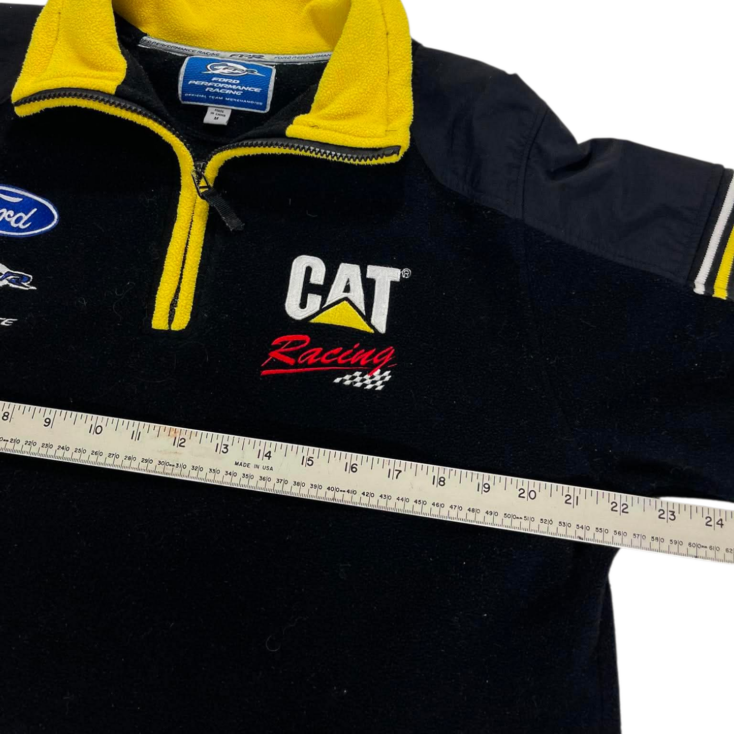 VINTAGE FORD PERFORMANCE RACING BLACK & YELLOW QUARTER ZIP FLEECE (L)