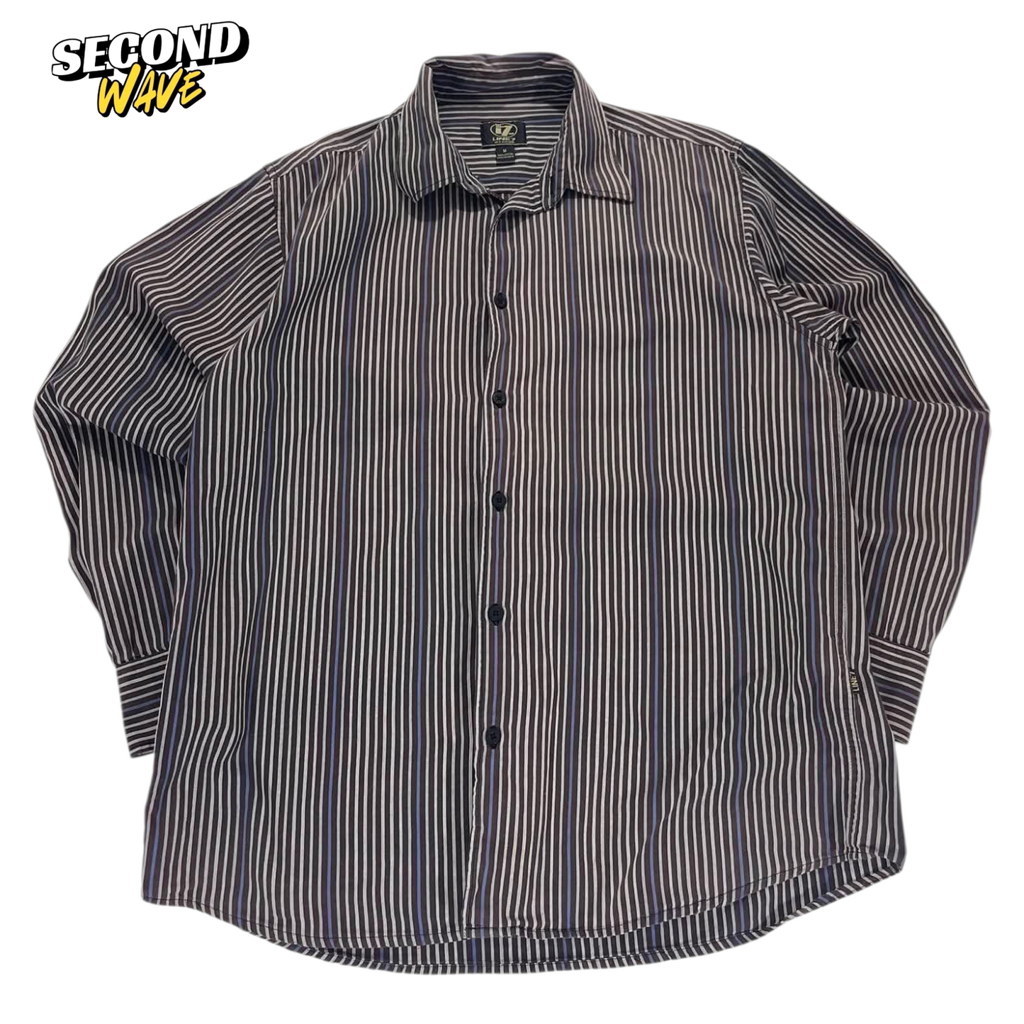 VINTAGE LINE7 LONG SLEEVE BUTTON UP SHIRT (M)