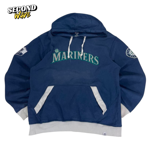 VINTAGE SEATTLE MARINERS NAVY BLUE HOODIE (L)