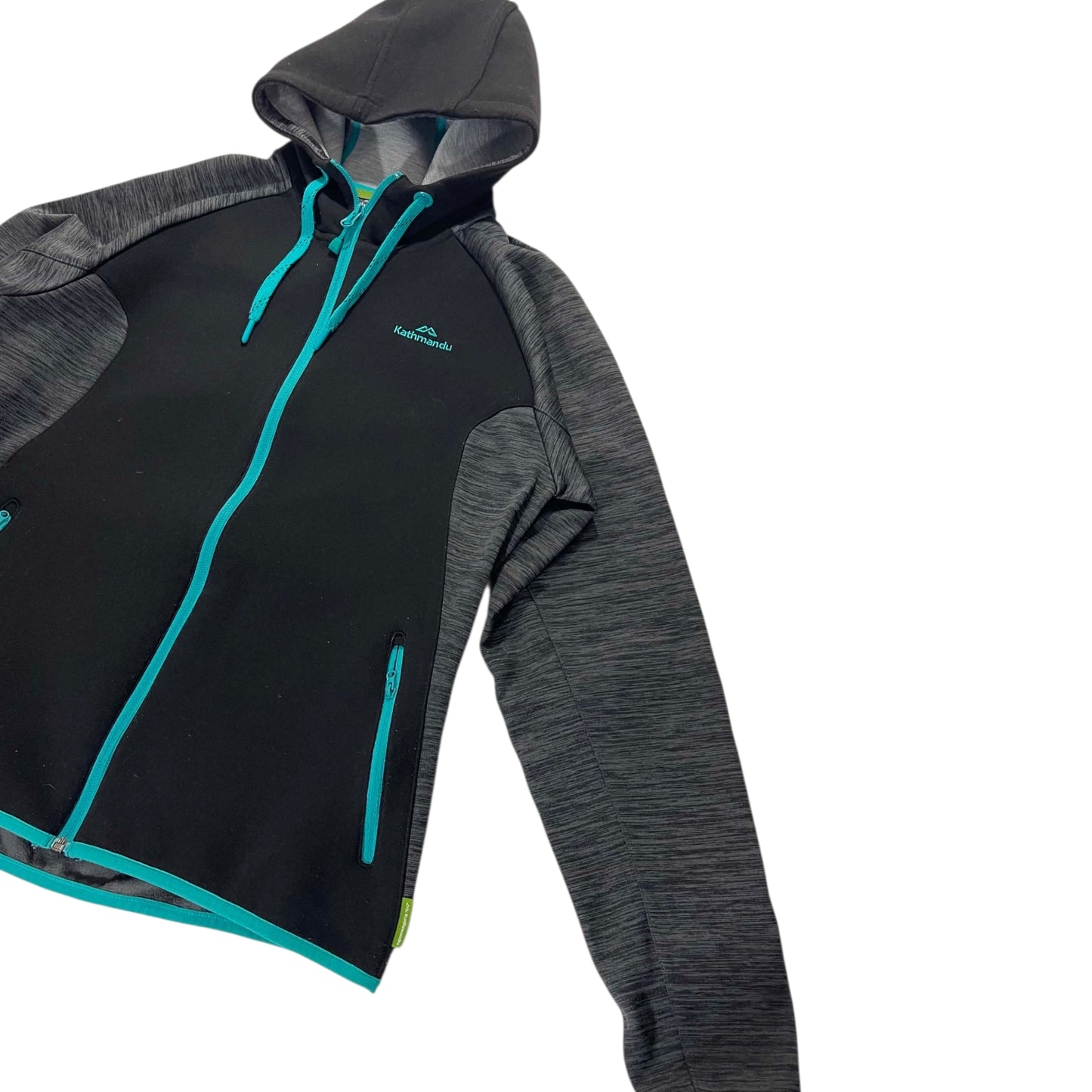 KATHMANDU BLACK AND GRAY ZIP-UP HOODIE (M-L)