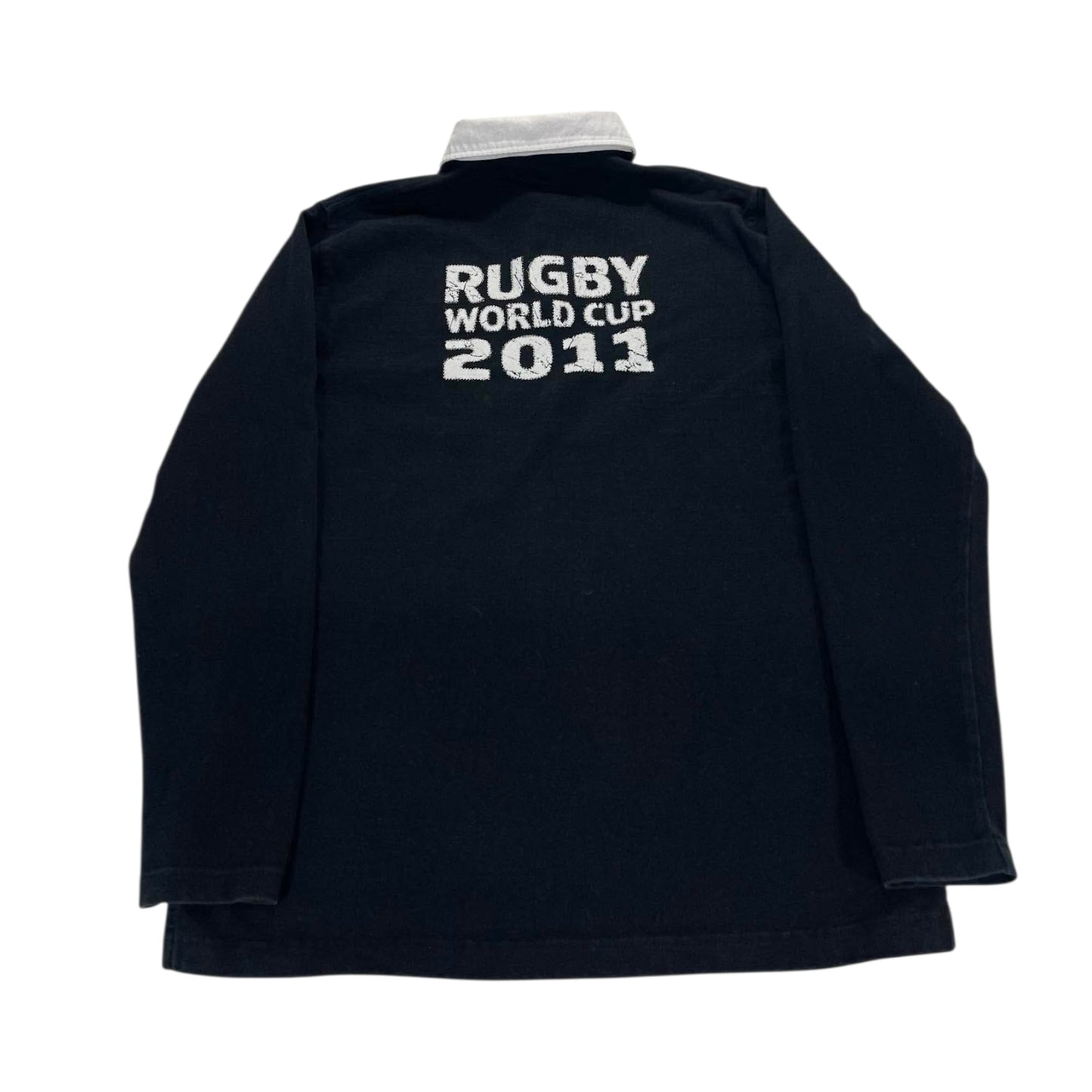 2011 NEW ZEALAND RUGBY WORLD CUP BLACK LONG SLEEVE POLO SHIRT (L)
