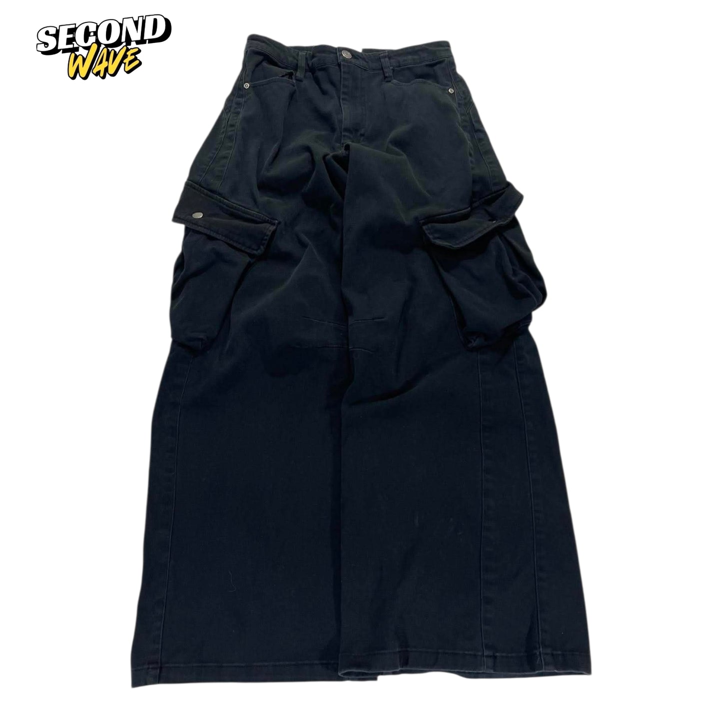 BLACK COTTON ON WIDE LEG CARGO PANTS (28)