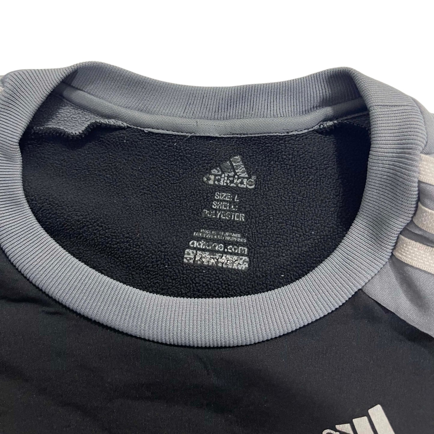 ADIDAS BLACK & GRAY POLYESTER SWEATSHIRT (L)