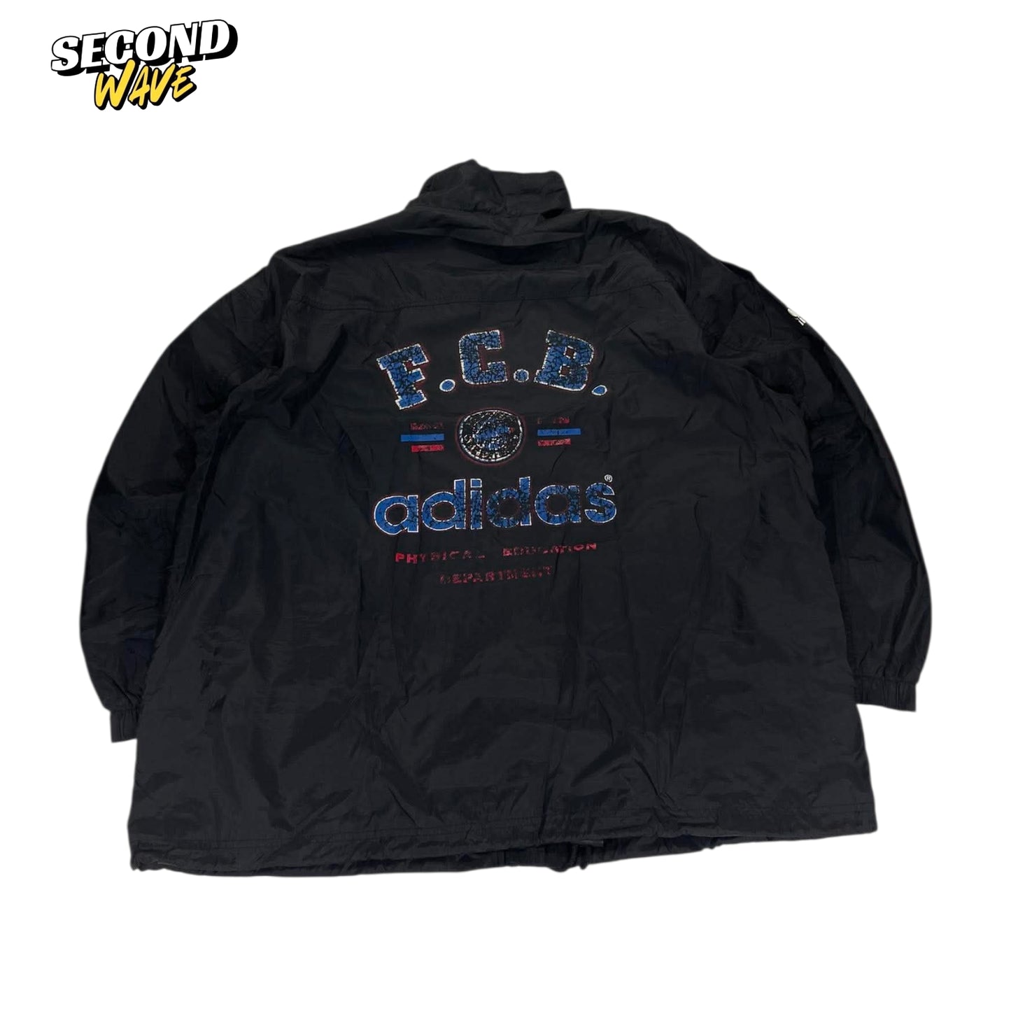 VINTAGE FCB ADIDAS BLACK WINDBREAKER JACKET (XL)