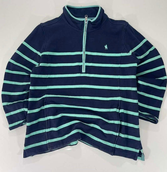 THOMAS BOOK NAVY BLUE & GREEN STRIPEX QUARTER ZIP SWEATSHIRT (14)
