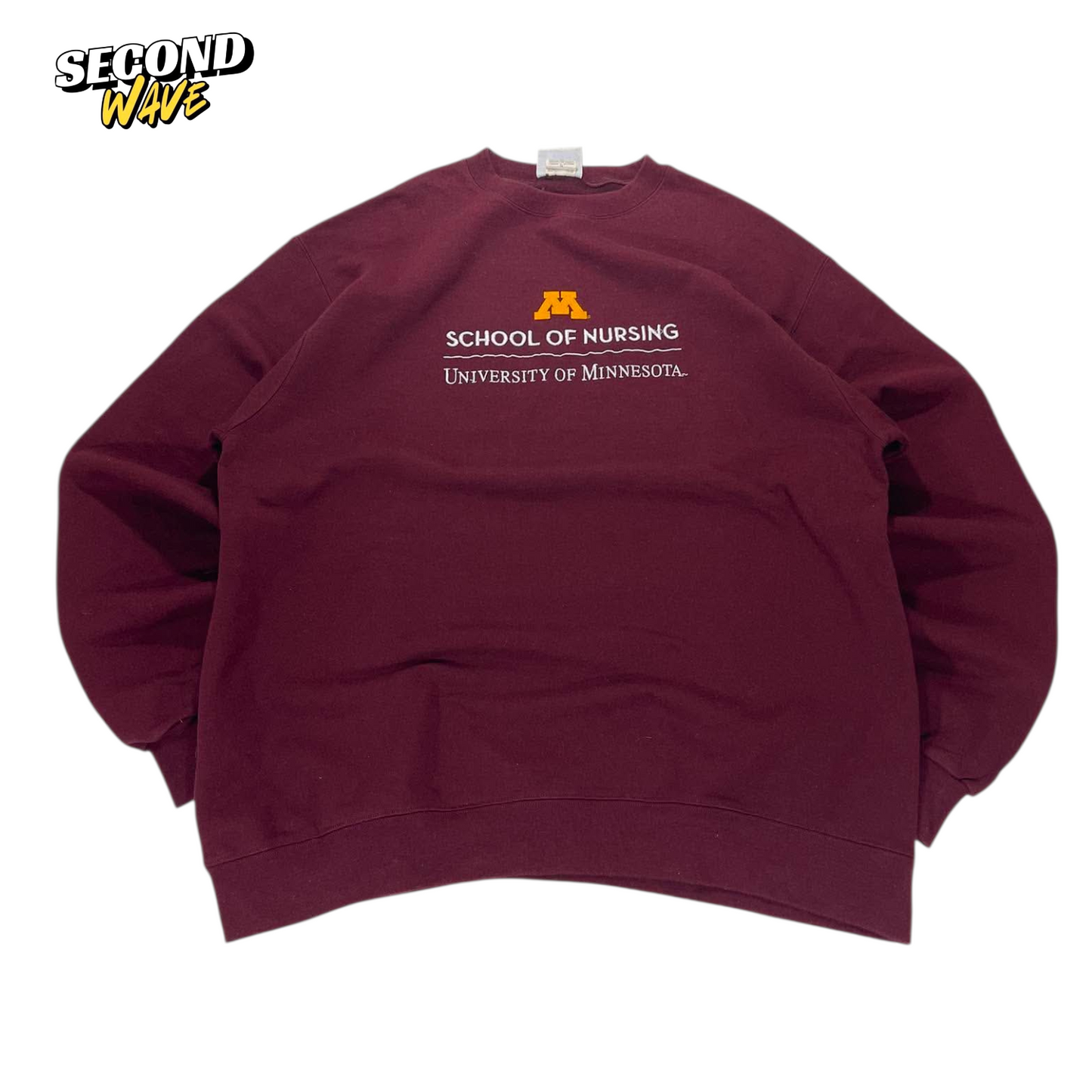 VINTAGE UNIVERSITY OF MINNESOTA SCHOOL OF NURSING BURGUNDY CREWNECK SWEATSHIRT (XL)