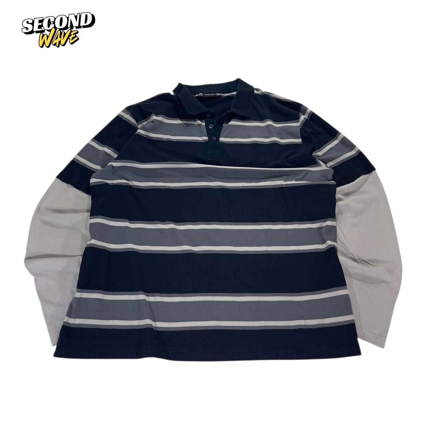 VINTAGE MATCH BLUE STRIPED POLO LONG SLEEVE (XL)