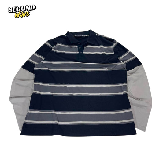 VINTAGE MATCH BLUE STRIPED POLO LONG SLEEVE (XL)