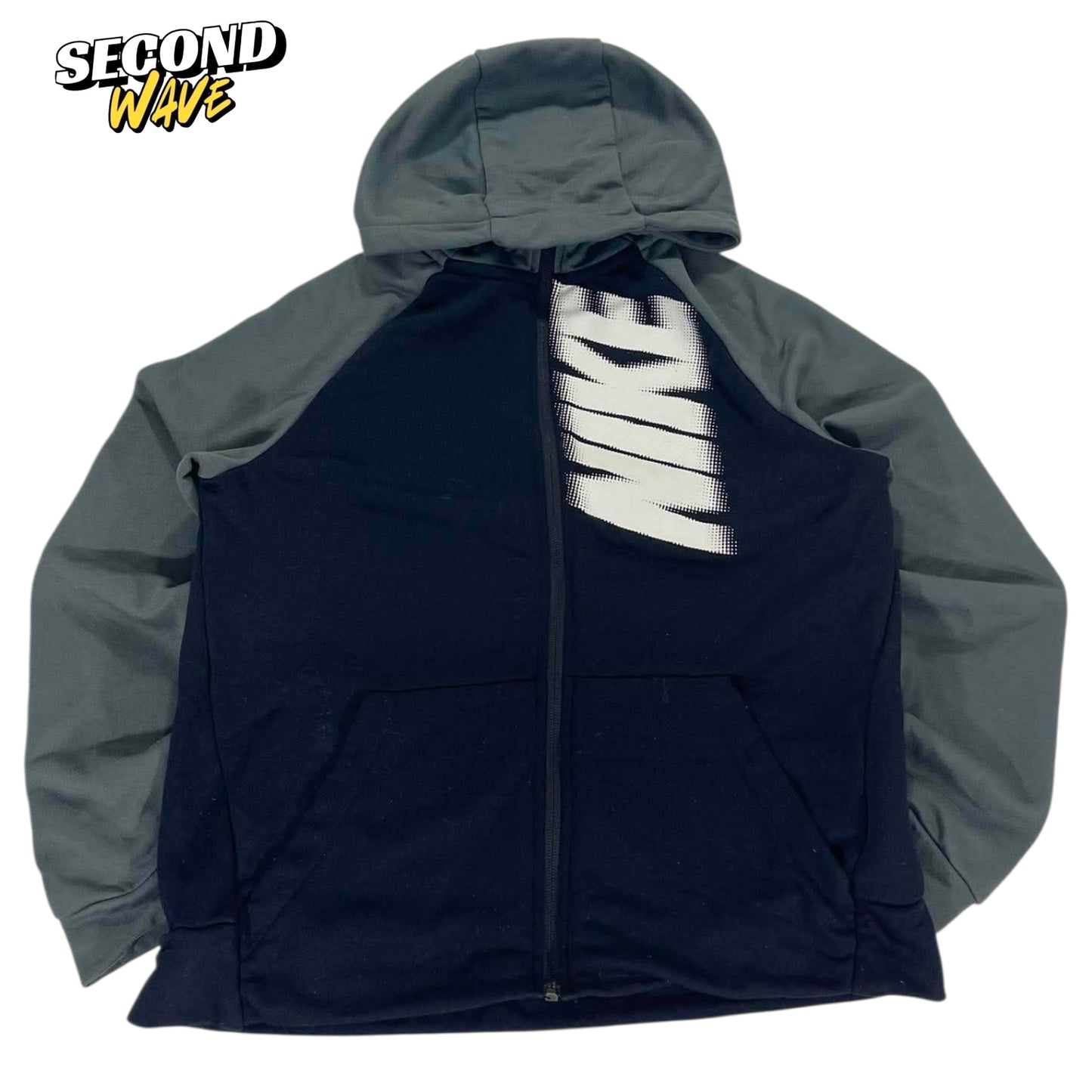 NIKE BLACK & GREY DRI-FIT ZIP UP HOODIE (M)