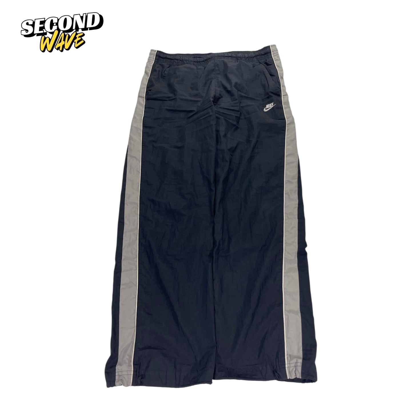 VINTAGE NIKE BLACK GREY BAGGY TRACK PANTS (M)