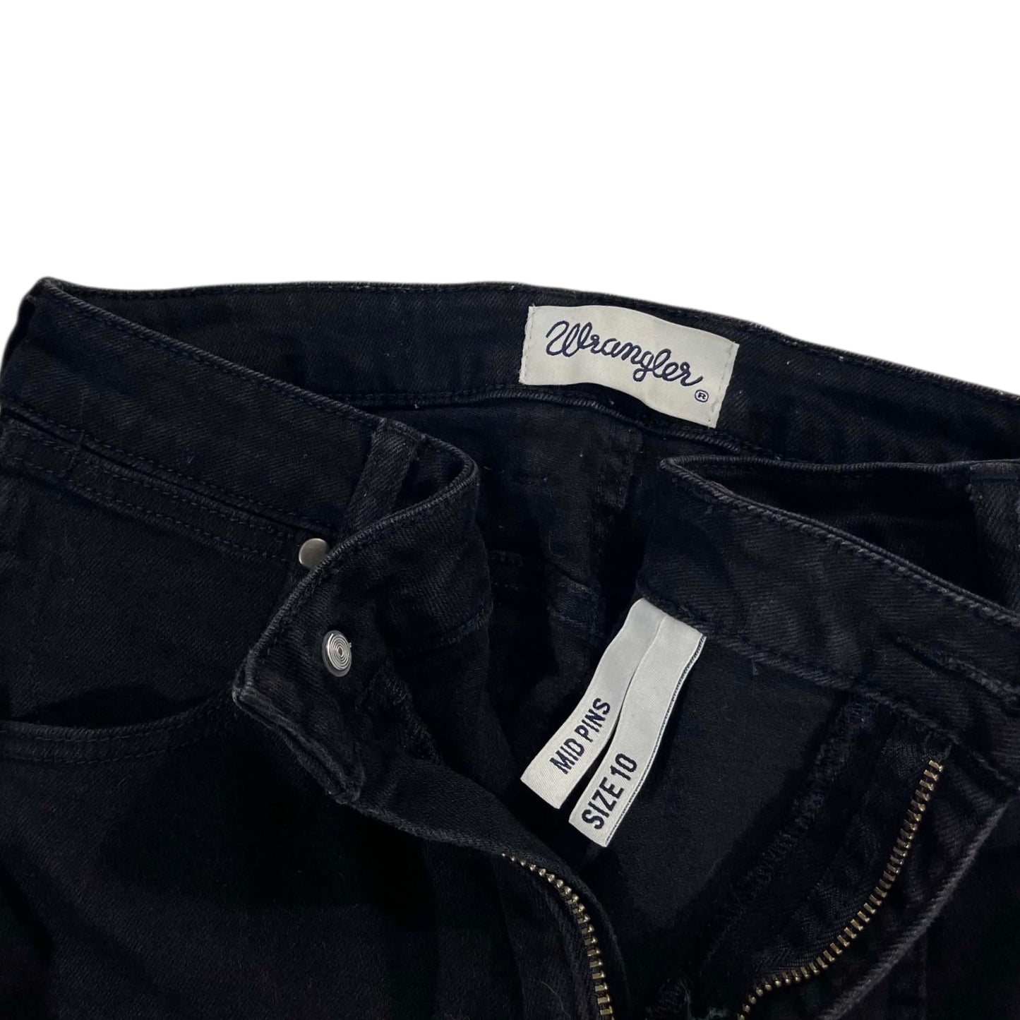 WRANGLER MID RISE BLACK JEANS (UK10)