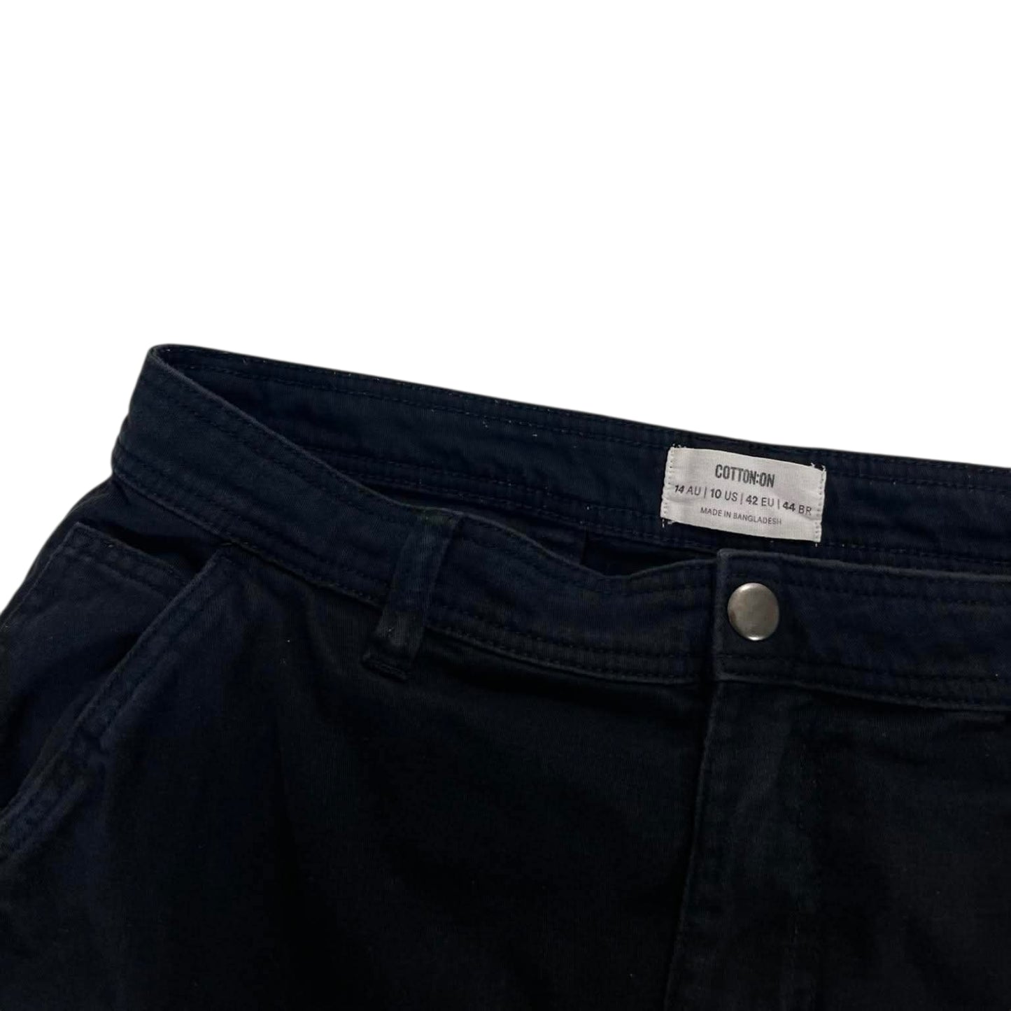 COTTON ON BLACK WIDE LEG CARGO PANTS (34)