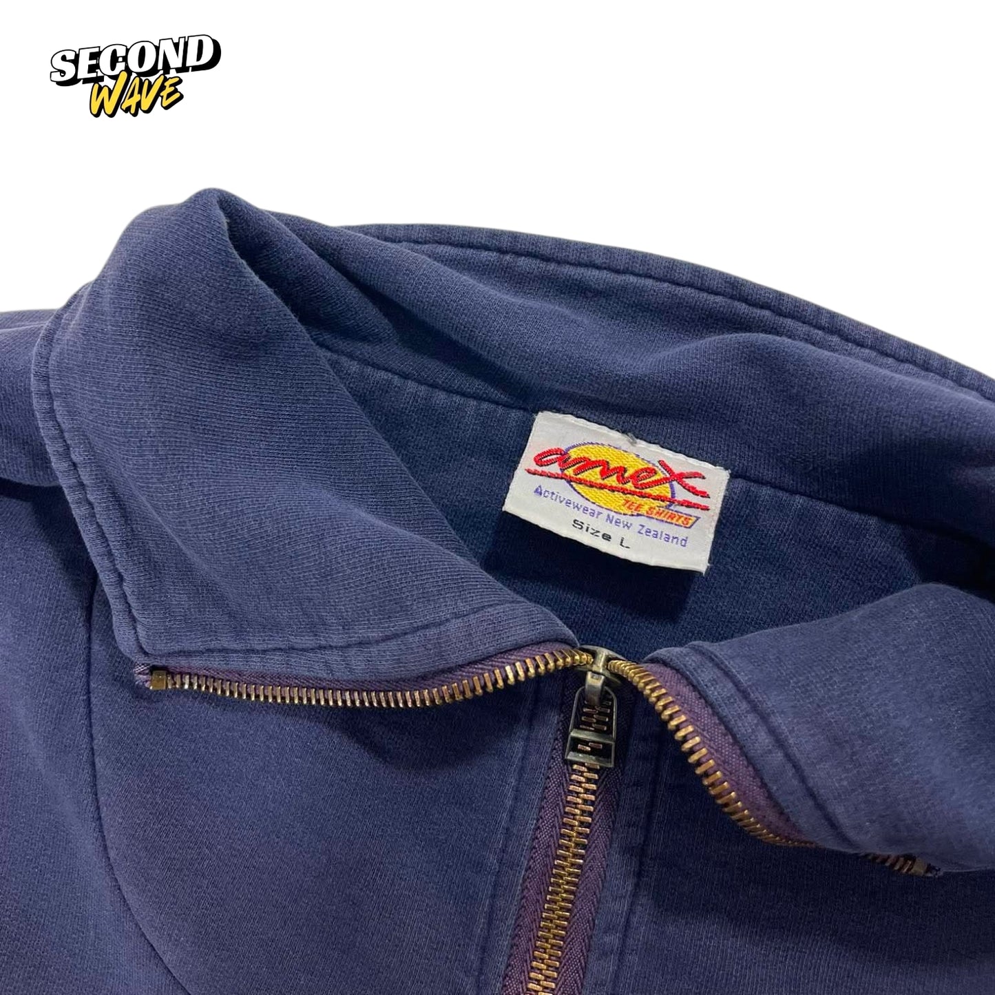 TRASHED ACTIVE WEAR NZ NAVY BLUE QUARTER ZIP (L)