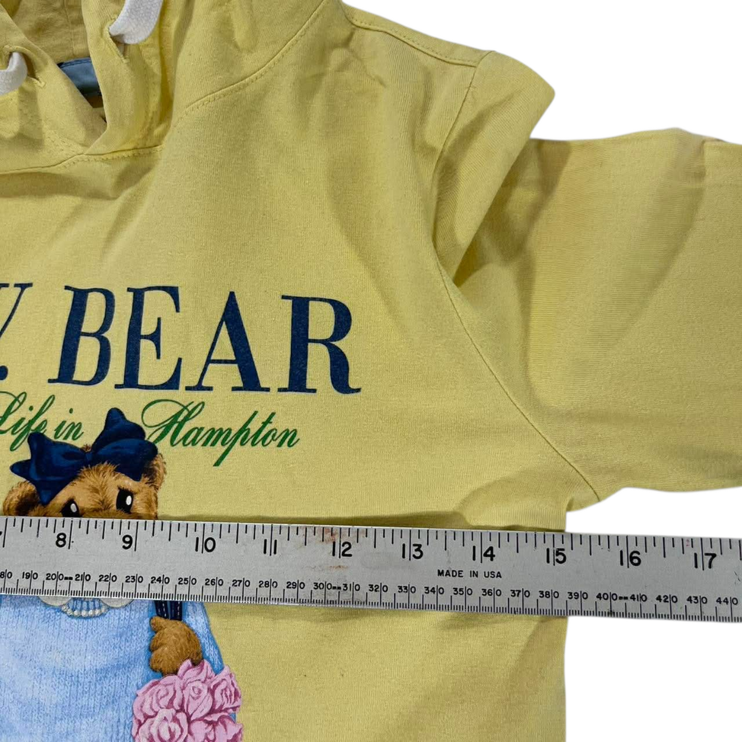 YELLOW VINTAGE 90S T.W. BEAR HOODIE (S-M)
