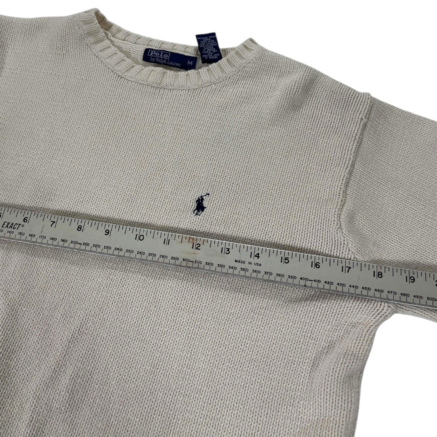 VINTAGE 100% COTTON POLO RALPH LAUREN CREAM COTTON KNIT SWEATER (M-L)